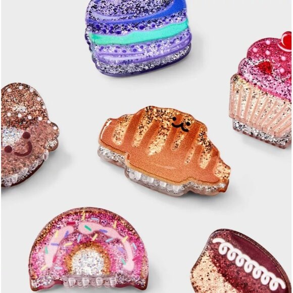 Mini Claw Clips, Cat & Jack™ Set of 6 Bakery Dessert Themed, Multicolor Glitter - Picture 2 of 16